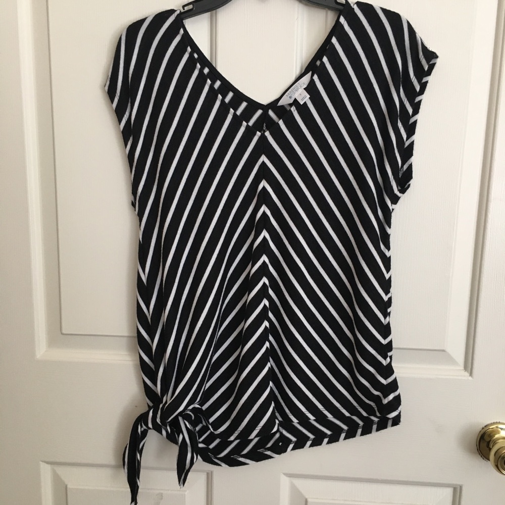 Market & Spruce side tie striped knit top